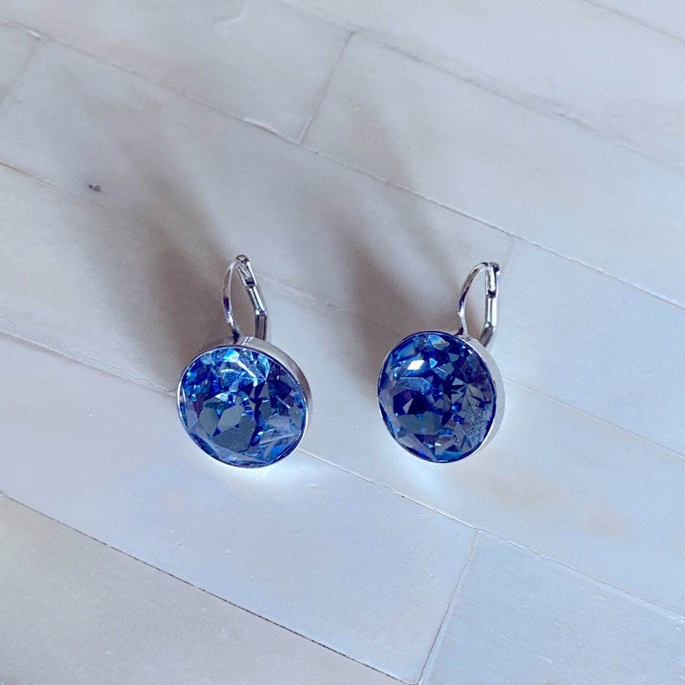 Swarovski blue crystal and silver earrings
